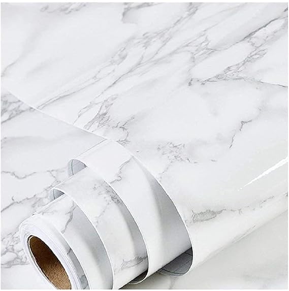 white-Wall Papers Wall Self-Adhesive Stickers Marble Wallpaper Furniture (Size 60 * 200 Cms)