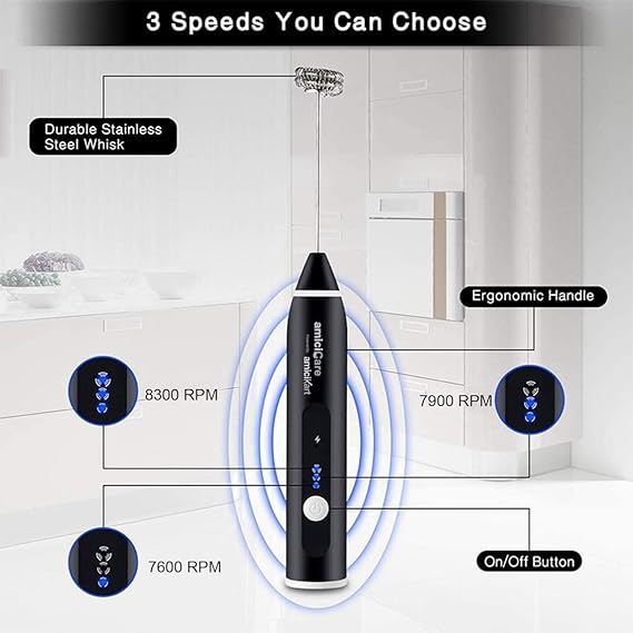 3-Speed USB Rechargeable Milk Frother