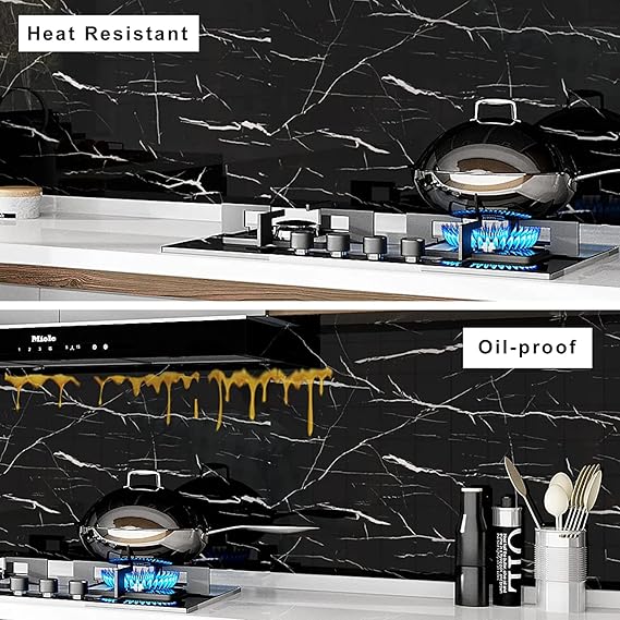 black-Wall Papers Wall Self-Adhesive Stickers Marble Wallpaper Furniture (Size 60 * 200 Cms)