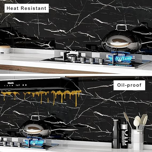 black-Wall Papers Wall Self-Adhesive Stickers Marble Wallpaper Furniture (Size 60 * 200 Cms)