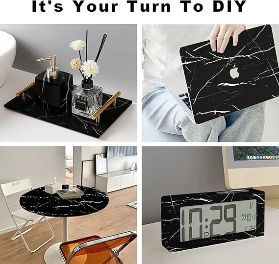 black-Wall Papers Wall Self-Adhesive Stickers Marble Wallpaper Furniture (Size 60 * 200 Cms)