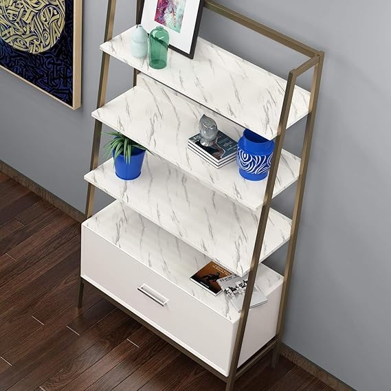 white-Wall Papers Wall Self-Adhesive Stickers Marble Wallpaper Furniture (Size 60 * 200 Cms)