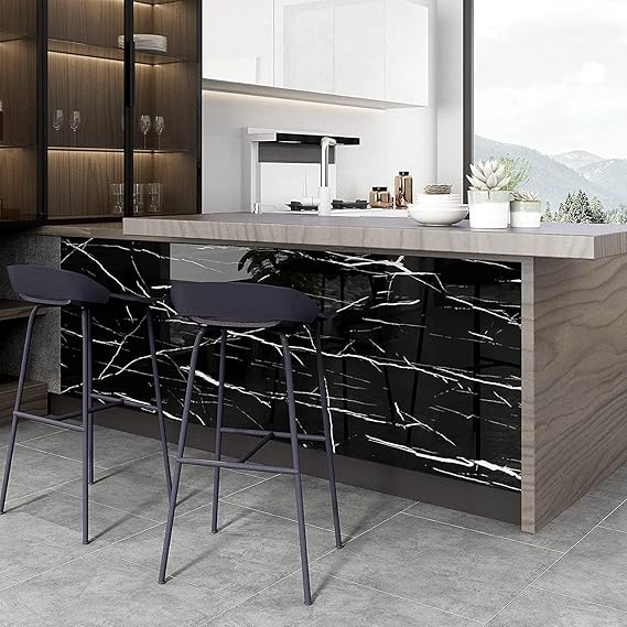 black-Wall Papers Wall Self-Adhesive Stickers Marble Wallpaper Furniture (Size 60 * 200 Cms)