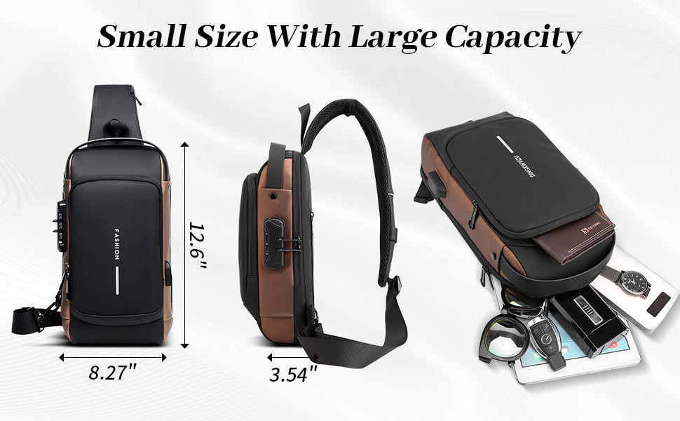 Waterproof Polyester Slim Unisex Crossbody Sling Bag